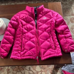 Hot pink down filled North Face jacket size 14/16